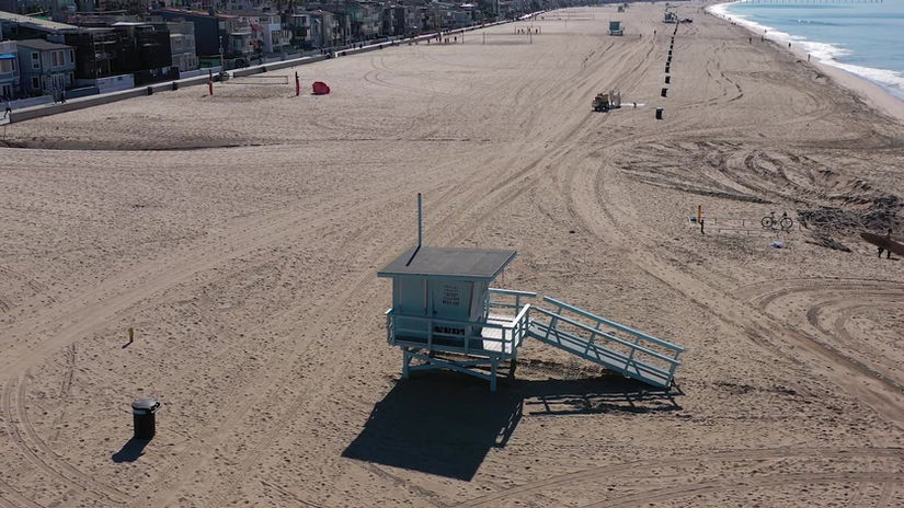 Aerial View on Lifeguard Tower